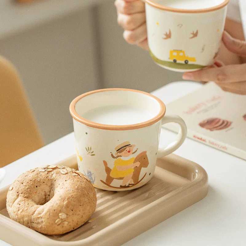 Family Coffee g Creative Cartoon Cute Ceramic Water Cup He Children Breakfast g Gift for Mother Father H251215