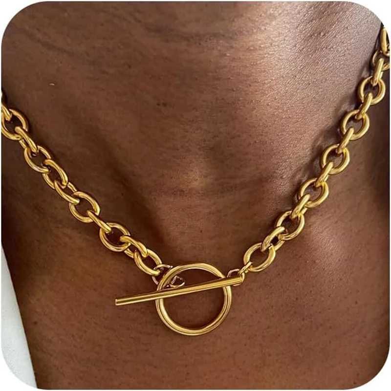 Unisex Stainless Steel Thick Chain OT buckle Fashion Necklace Punk Style Jewelry Necklace M251216