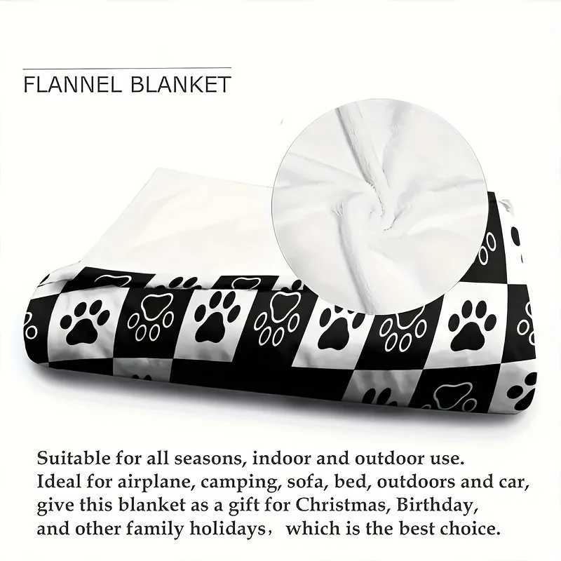 1pc Cozy Customized Dog Paw Print Blanket with Name Soft Flannel for Beach Car Sofa Office Pet Use Available in Various Sizes H251216 - view 5