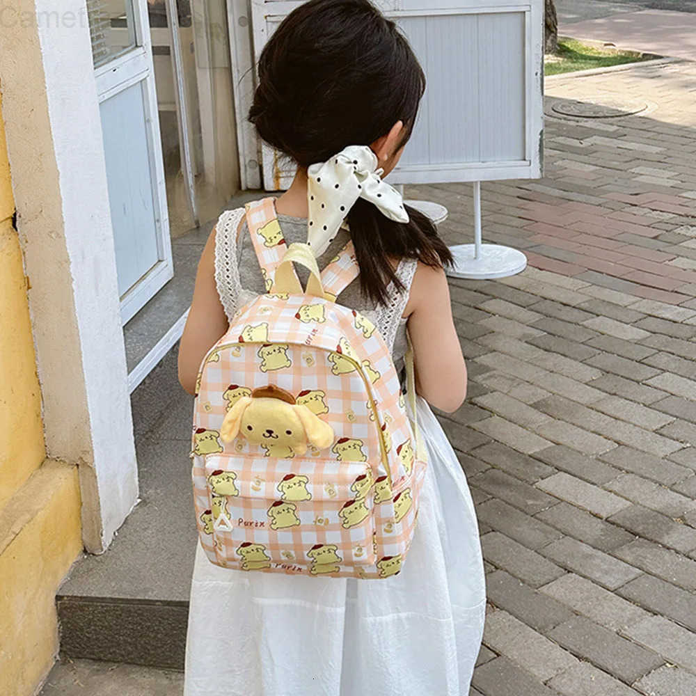Sanrio Pom Purin Kuromi Childrens Cartoon School Bags Kawaii Travel Bags Large Capacity Schoolbag Backpacks Gifts For Boys Girls H251216