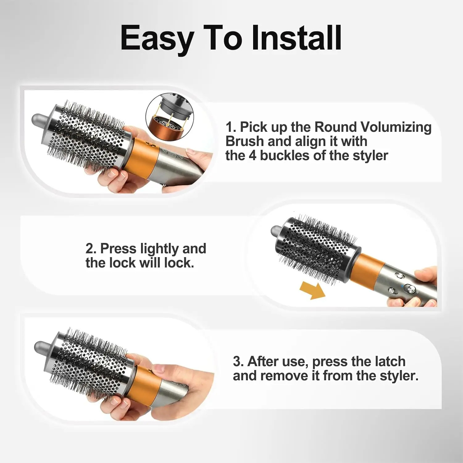 upgraded large oval brush accessories large gray cylindrical brush compatible with Airwrap HS01/HS05 251215