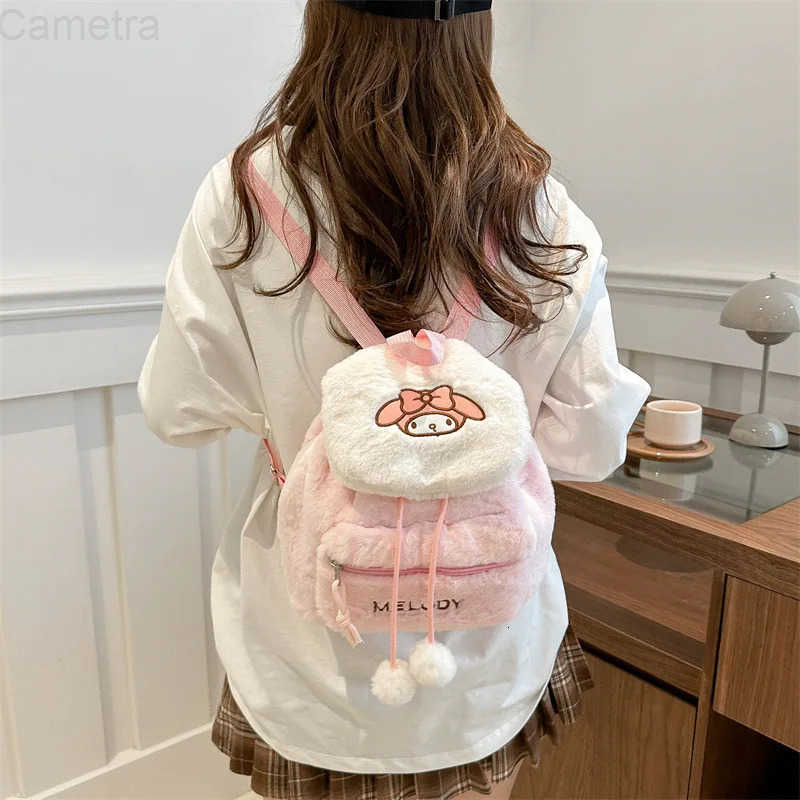 Sanrio Lovely Embroidery Stuffed Backpack Cartoon Hello Kitty Kuromi Cinnamoroll High-capacity Backpack for Students Schoolbag H251216