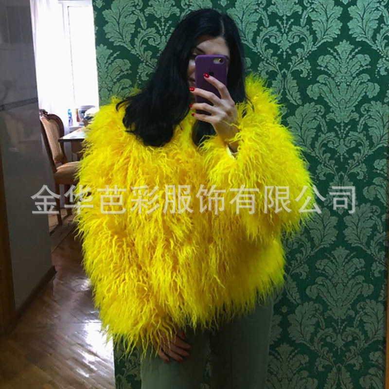 Faux Shearling Wool Coat for Women Short Collarless Solid Color Street Style Faux Fur Coat 241120