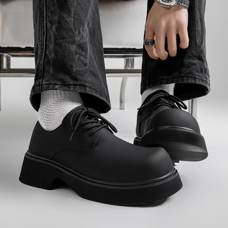 Free Shipping 2026 Spring New Men's Large Size Formal Chunky Leather Shoes Fashionable and Versatile Thick soled High Rise Wedding Trendy Shoes