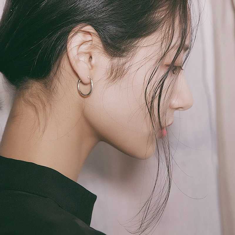 925 Sterling Silver Simple Ear Bone Hoop Earrings For Women Small Hoop Earrings Ear Bone Buckle Round Circle Earrings Hoops gift G251216