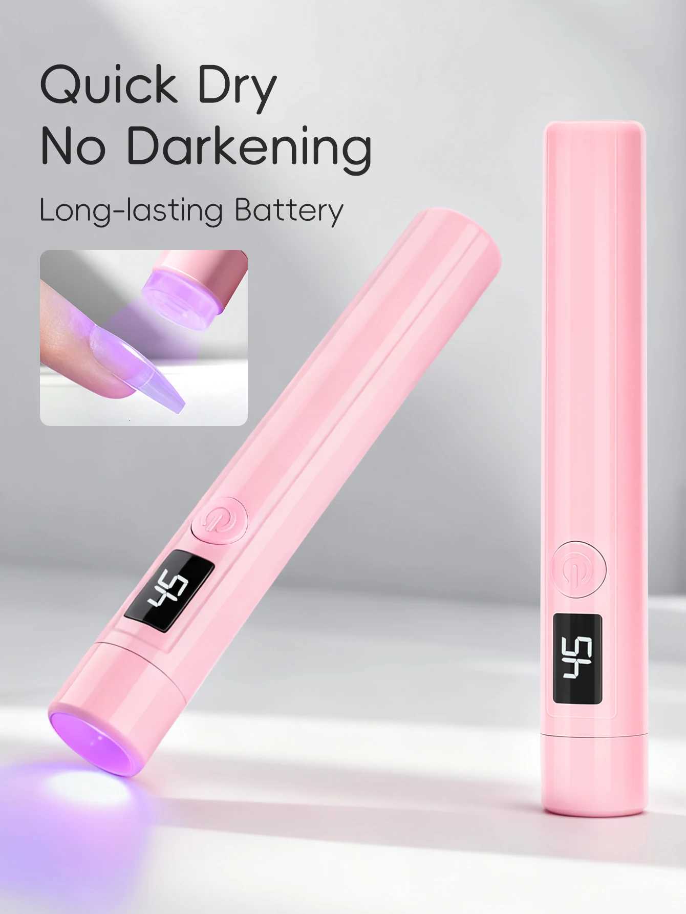 1Pc Pink On-Screen Display Handheld Nail Art UV Lamp For Gel Nails Mini Nail Light Portable LED Nail Lamp USB Nail DryerT251216