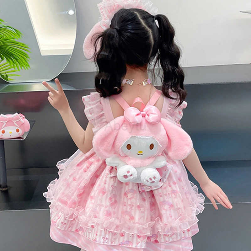 Sanrio My Melody Cinnamoroll Dress Anime Cartoon Lolita Dresses Princess Kawaii Plush Backpack Headband Sock Necklace Girl Holiday Gift H251216