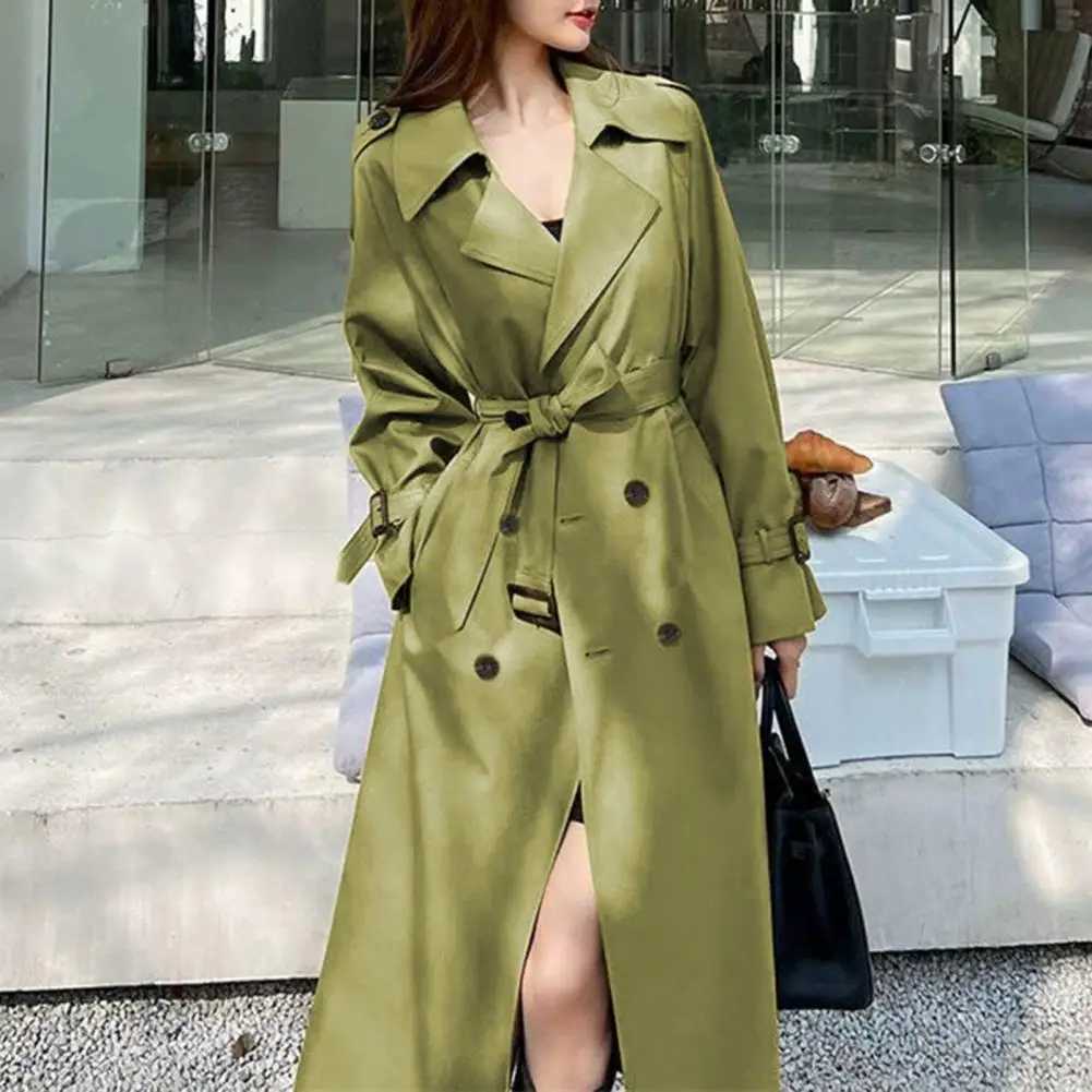 Women Windbreaker Coat Elegant Womens Double-breasted Trench Coat Collection Windproof Lapel Overcoat Slim Outerwear for SpringT251216