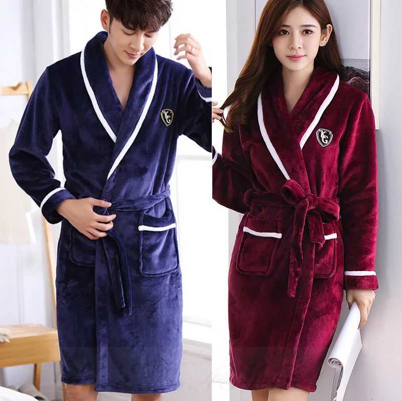 Thicken Warm Flannel Couple Robe Lounge Wear Winter Kimono Bathrobe Gown Women Sleepwear Homewear Loose Coral Fleece Nightwear C251216