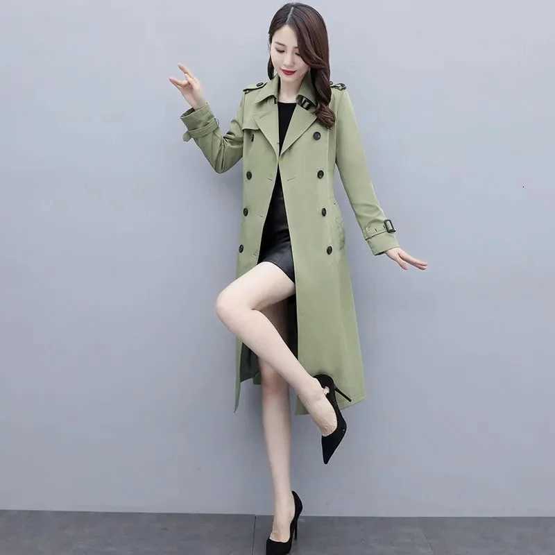 Womens Spring Autumn Jackets Coats 2025 New Korean Elegant Lady Windbreakers Double Breasted Streetwear Trench Female OuterwearT251216