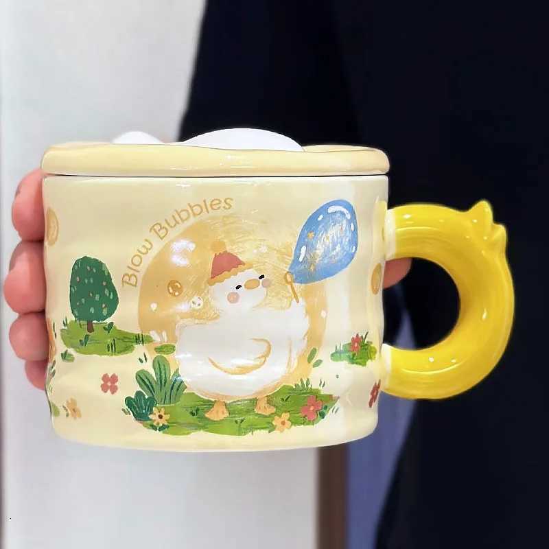 Cute Duck Ceramic Cup Cute Ceramic Cup With Lid Funny Cups of Coffee Beer gs Drinkware g Personali Gift Christmas Tea Bar H251215