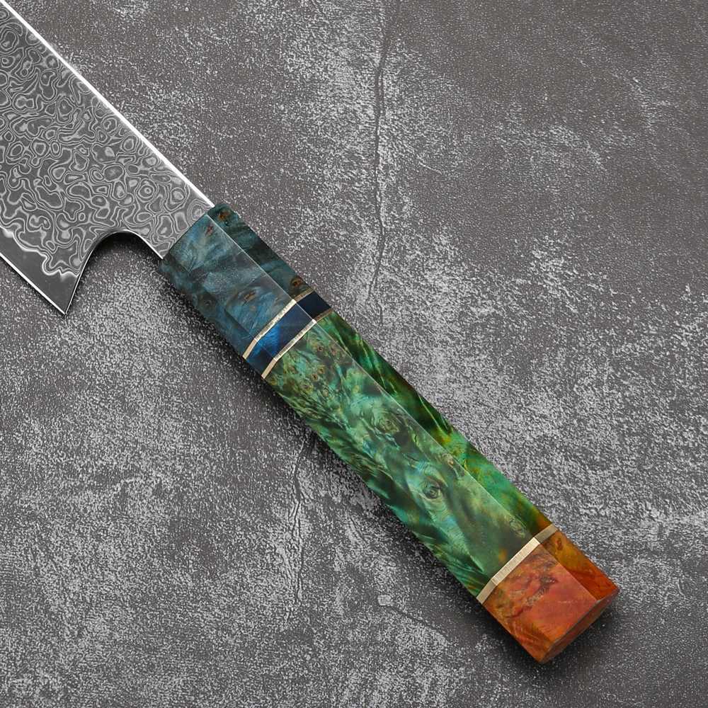 8 Inch Chef Knife 67 Layers VG10 Damascus Steel Kitchen Knives Stabilized Colored Wood Handle Professional Japanese Kiritsuke Kn C251216