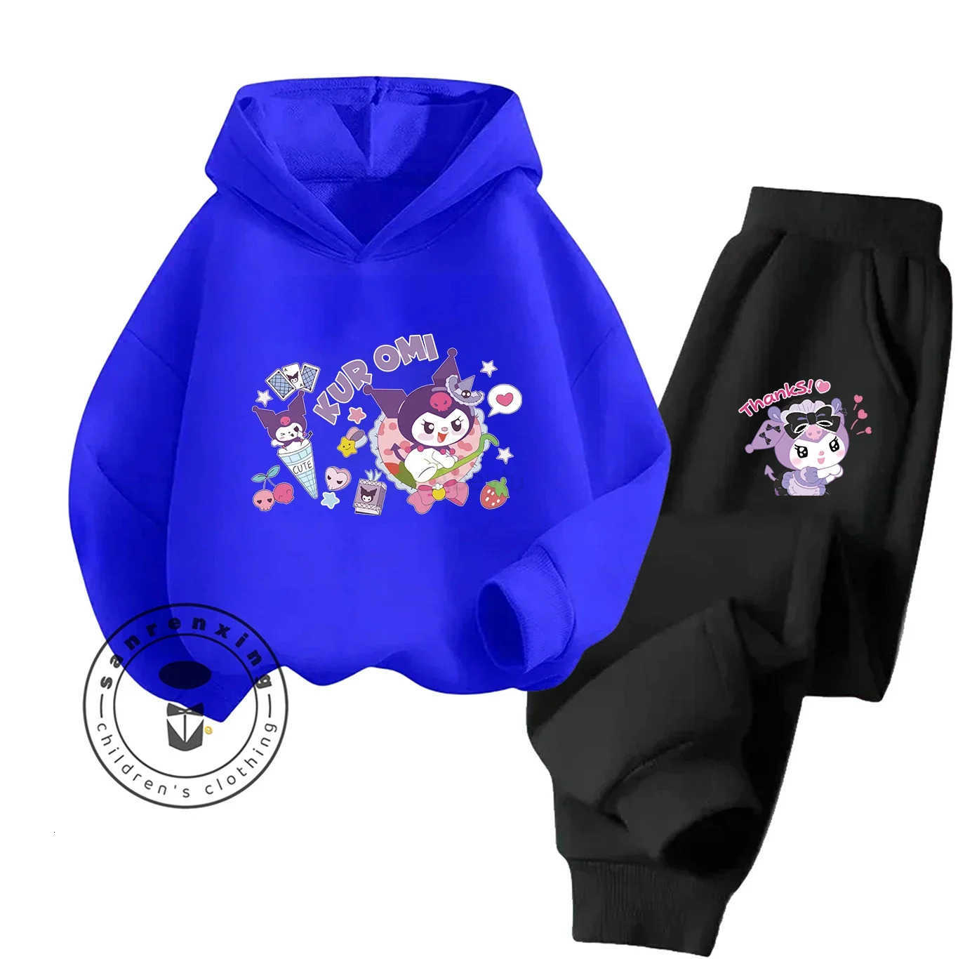 Sanrio 2025 Kuromi 2D Hot Sale Cartoon Printed Hoodie Set New Fashion For Kids Teens Boys Girls Casual With Matching Dress Autumn H251216