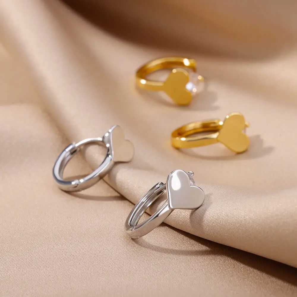 StainlESS Steel Heart Earrings For Women Girls Gold Plated Hoop Earrings korean Fashion Jewelry Wedding Gifts bijoux femme G251216