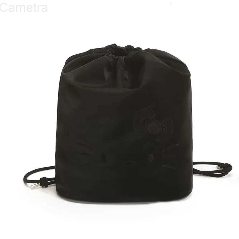 Sanrio Backpack Velvet Bucket Bag Cute Hello Kittys New Kawaii Cartoon Nylon All-Match Large Capacity Packet Bags for Woman H251216