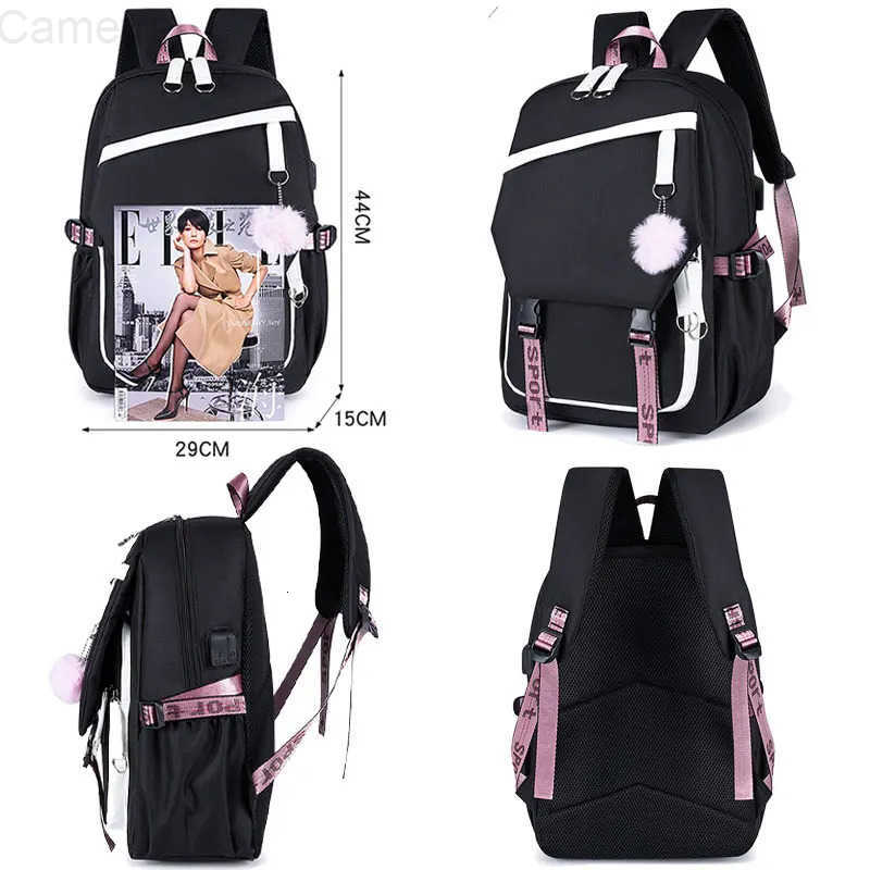 Sanrio Kuromi Large Capacity Backpack for Students Cartoon Letter A-Z Printed Schoolbag Fashion Book Stationery Storage Bag Gift H251216