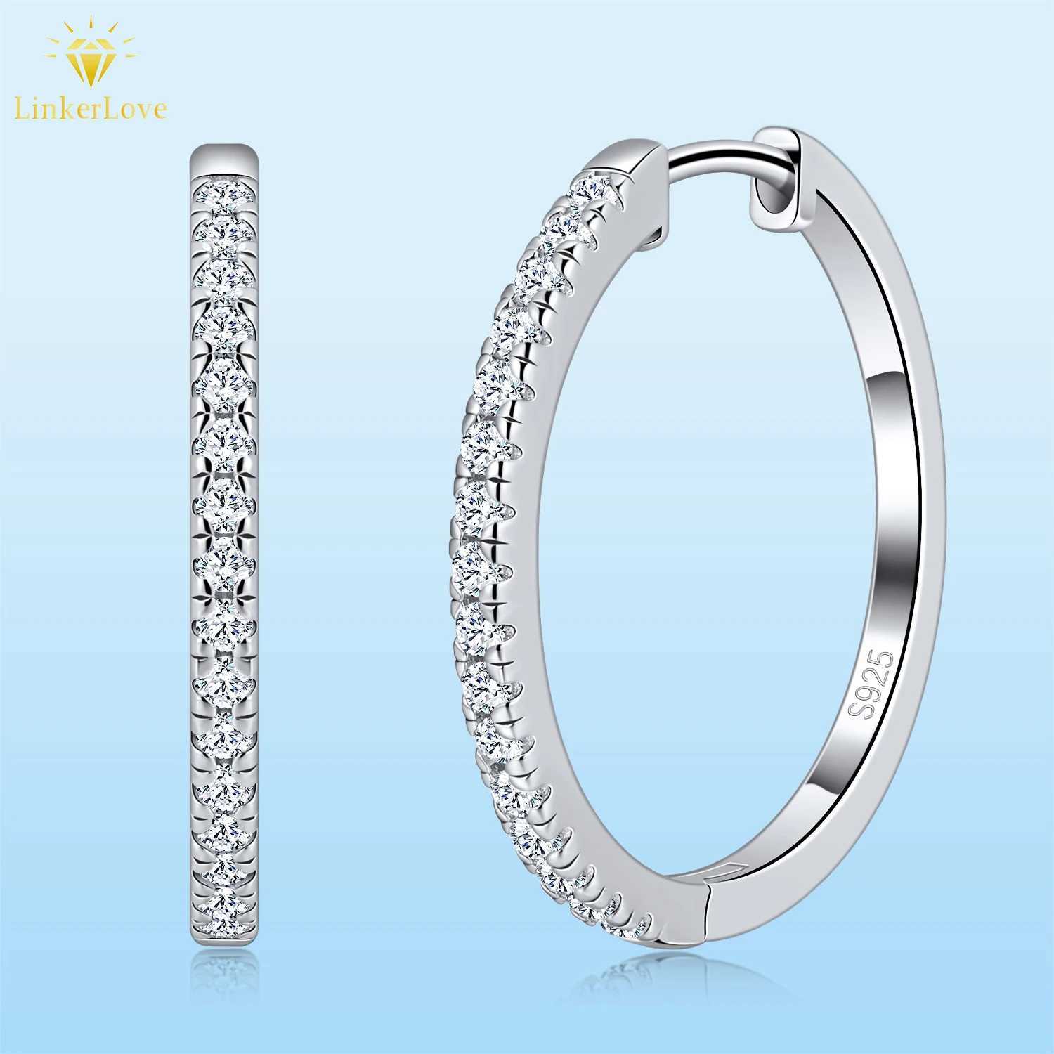 LinkerLove Moissanite Hoop Earrings S925 Sterling Silver Diamond Earrings 18K Gold Plated Trendy Jewelry for Bridal Wedding Gift G251216