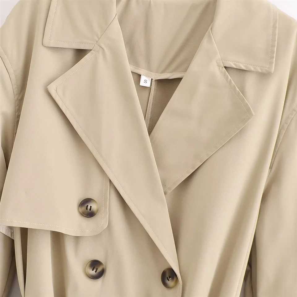 PBZA2024 autumn new womens clothing fashion temperament slim fit belt long lapel long sleeved casual trench coat jacketT251216