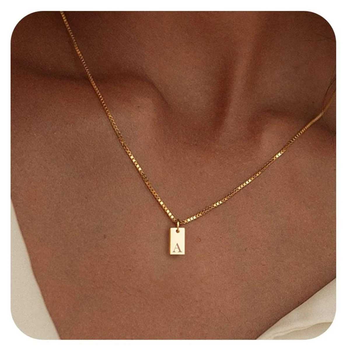 Cute Stainless Steel 18k Gold Color A-Z 26 English Initial Pendant Necklace For Women M251216