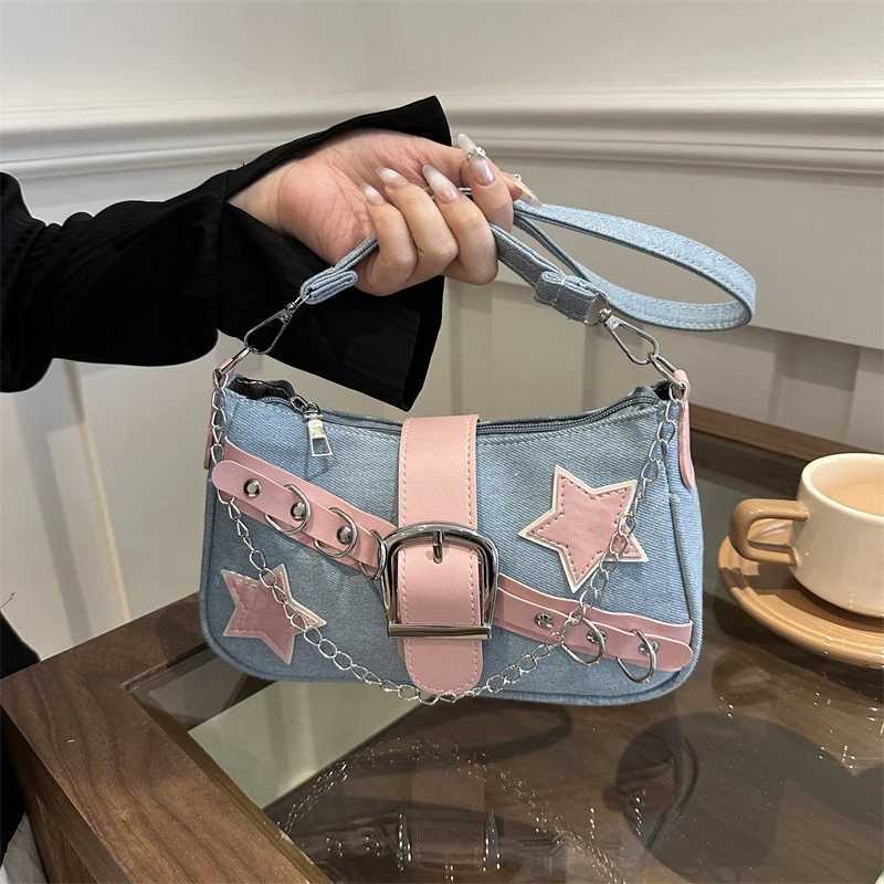 FAshion Womens Handbags Denim Stars Pattern Cool girls Underarm Bag Female Small Shoulder Chain Tote Bag M251216