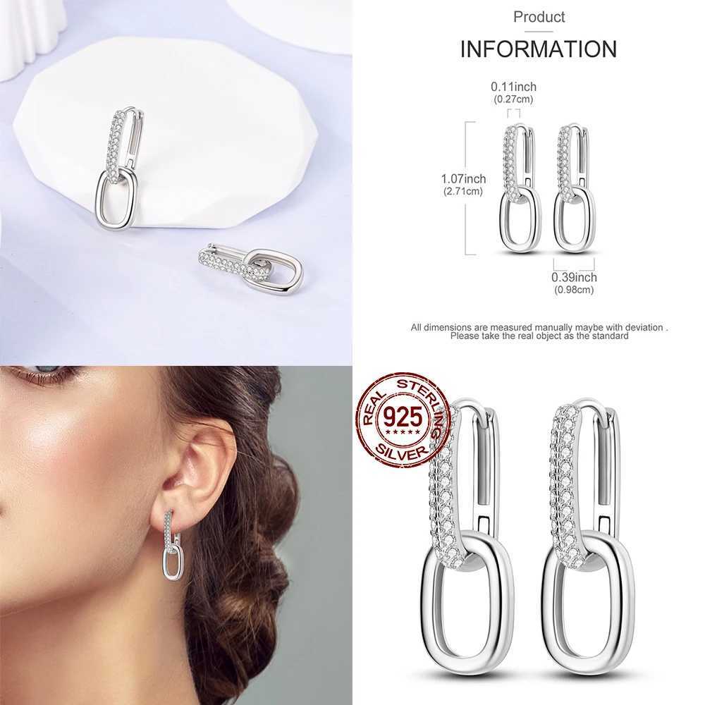 Silver Zircon U-Shape Heart Earrings 925 Sterling Silver Hoop Earrings Jewelry Gift For Women Girls Party Engagement G251216
