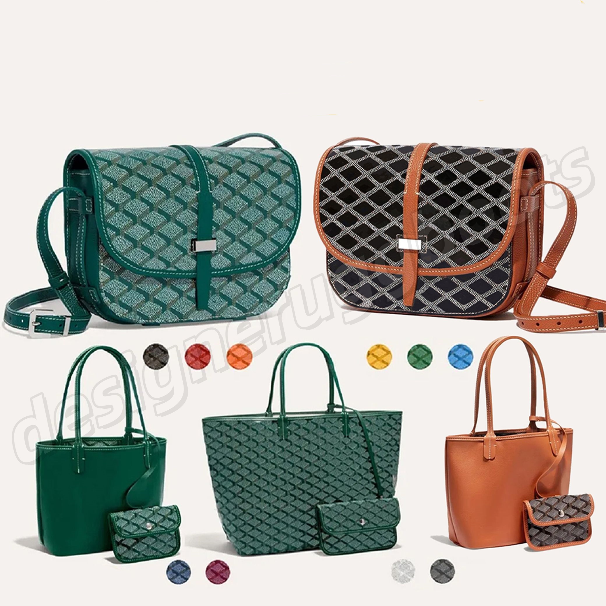 designer handbag Green Houndstooth leather Luxury tote bag Leather Messenger Shoulder Women High Retro Style Capacity Large Composite Shopping Bags saddle bag