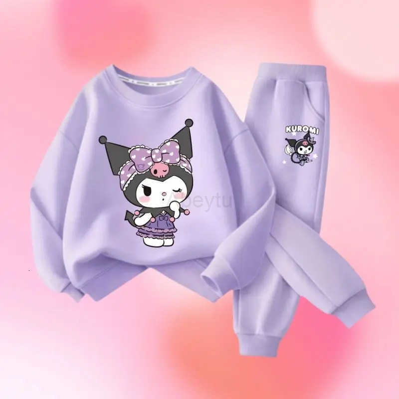 Sanrio Spring Baby Girls Fashion Cartoon Clothes Set Long Sleeve Sweatshirt and Pants 2 Pieces Set Casual Tops Bottom Outfit Set Wear H251216