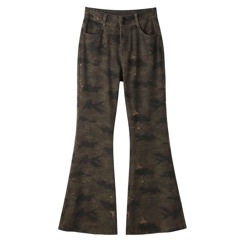 American retro camouflage high street hip-hop loose, slightly flared, floor-hugging, casual long pants are trendy----9003