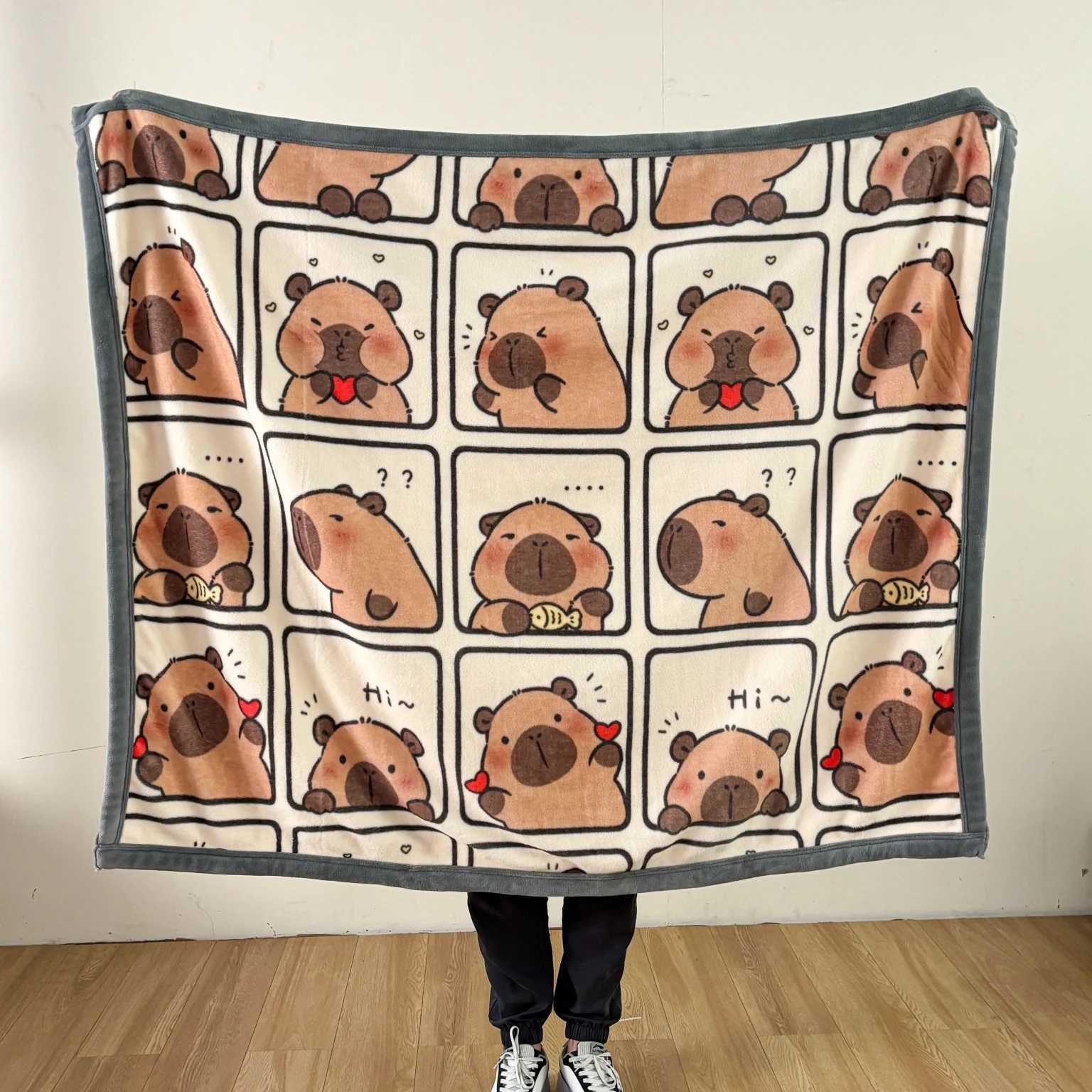 YYT 2025 New Capybara Thin blanket sofa cover bedding Cute puppy print Autumn Winter warm comforter Home and decoration H251216 - view 5
