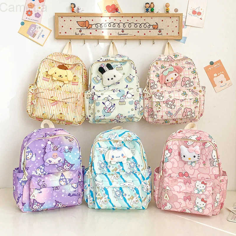 Sanrio Kuromi Child Hello Kittys Backpack New School Bag Cute Cartoon Large Capacity Cinnamoroll Packet Anime Figure Kawaii H251216