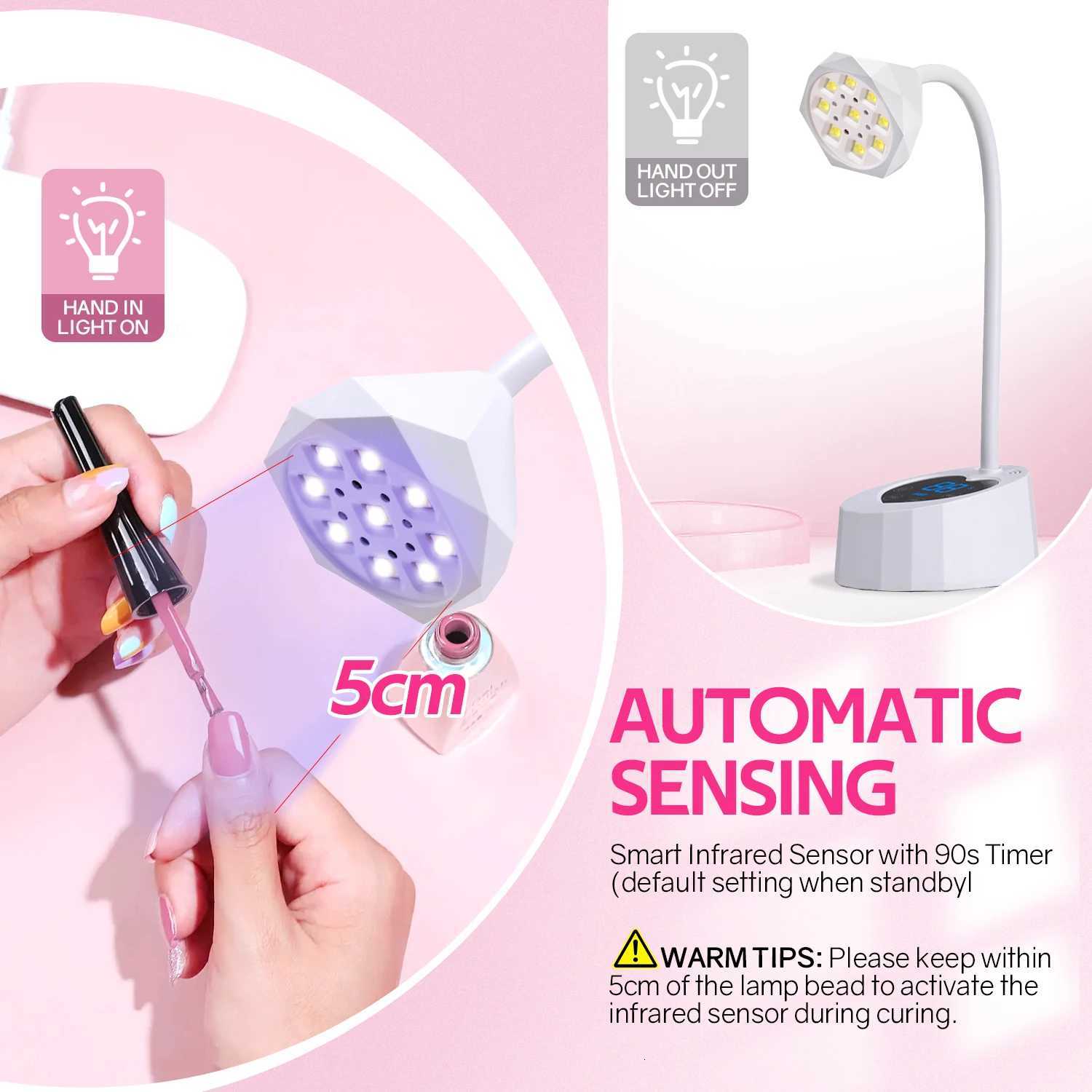 DinaBeauty Rechargeable Nail UV LED Lamp 27W Nail Dryer 360 Bendable Fast Drying Nail Manicure Polish Glue Gel Curing LampT251216