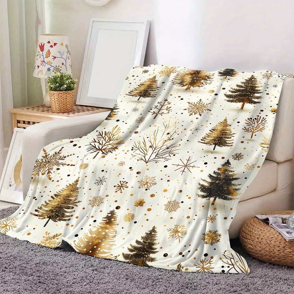 Christmas Trees Pattern Print Flannel Blanket Soft Warm Afternoon Nap Suitable For Sofa Offices Camping Travel Versatile Blanket H251216 - view 6
