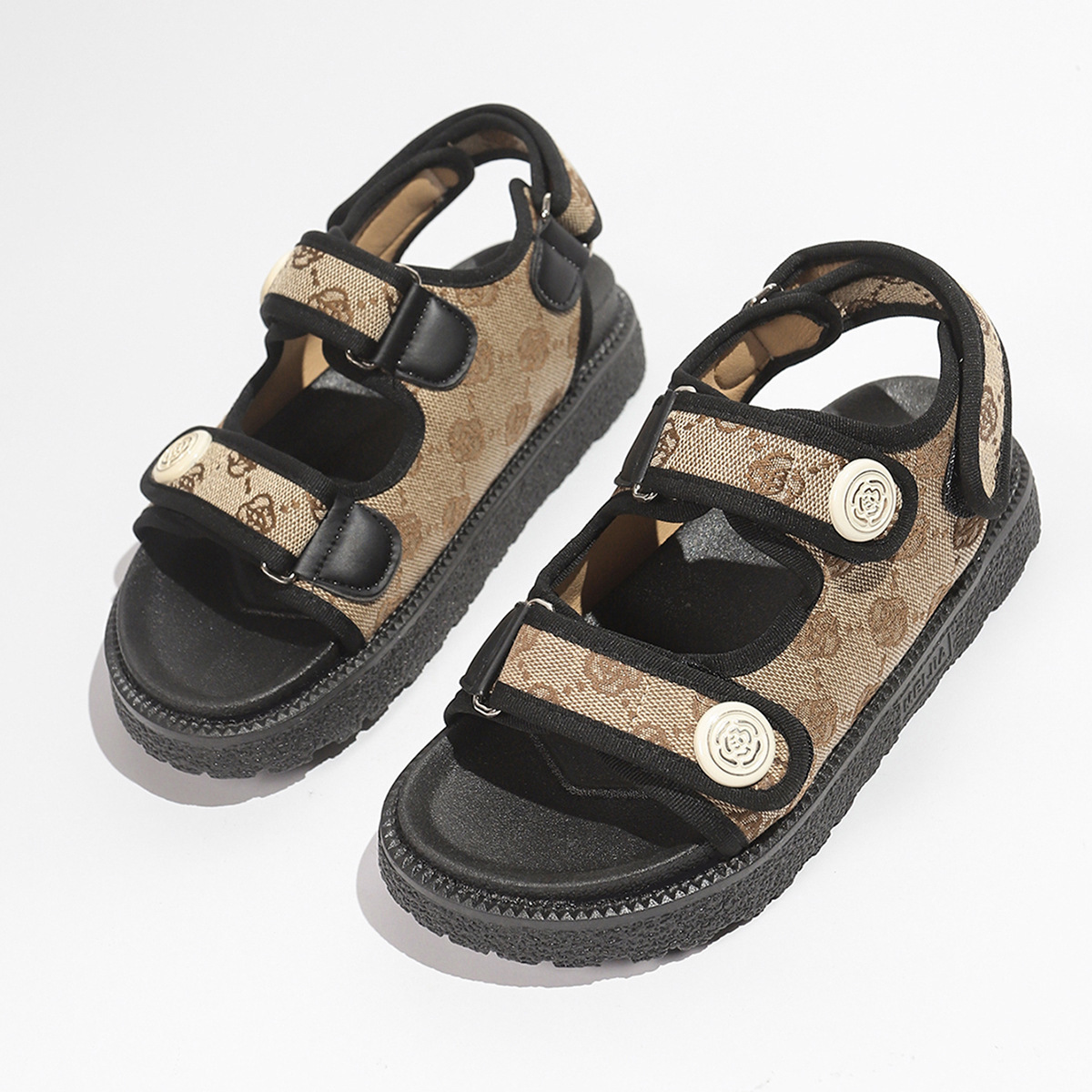 Free Shipping 2026 New Design Printed Casual Sandals Large 35-42 Thick Bottom Height Increasing Versatile Beach Sandals Hot Sale