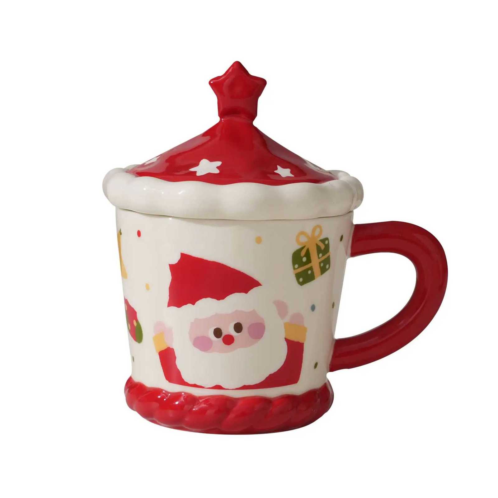 Santa Claus Ceramic Couple g Beautif Creative Gift Cute Water Cup with Lid Gift Box for Gifts H251215
