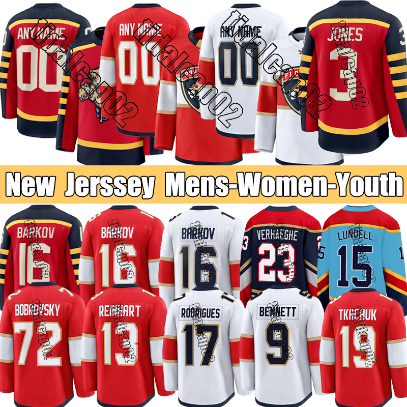 #16 Barkov C floridas hockey panthers jersey #19 Tkachuk A Reinhart Lundell Rodrigues Bobrovsky Tarasenko Mikkola Lorentz Hockey Jerseys