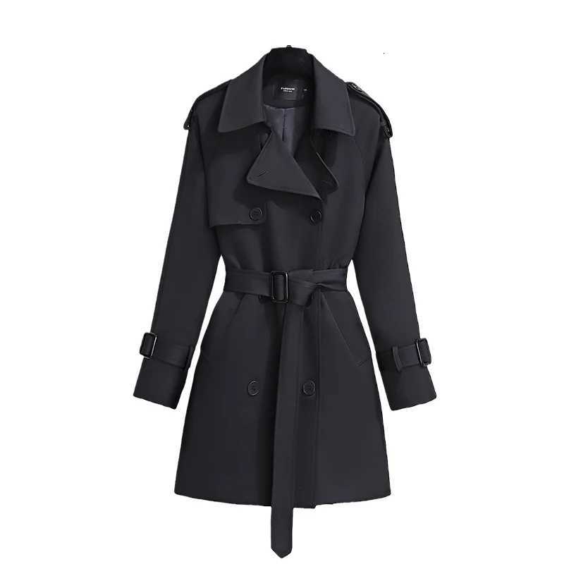 Fashion Belt Coat Women Autumn New Double Breasted Mid Long Solid Trench High Quality Overcoat Windbreaker Female CoatsT251216