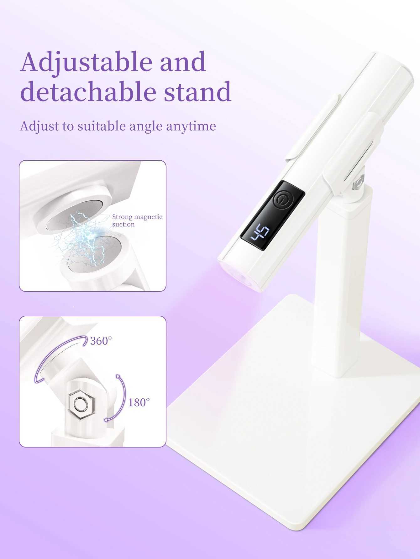 1pc White Mini Rechargeable UV LED Nail Art Lamp with Stand for Gel Nail Quick Drying Manicure Machine UV LED Gel Nail PolishT251216