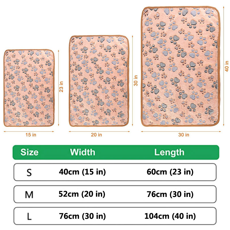 Dog Bed Mat Blanket Soft Fluffy Pet Blanket Cute Paws/Elephant Pattern Pet Travel Mat Warm Comfortable Blanket for Cat Dogs