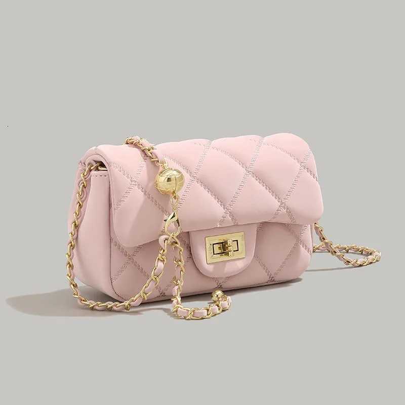 Pink small golden ball diamond chain womens bag womens small square bag single-shoulder crossbody bag M251216