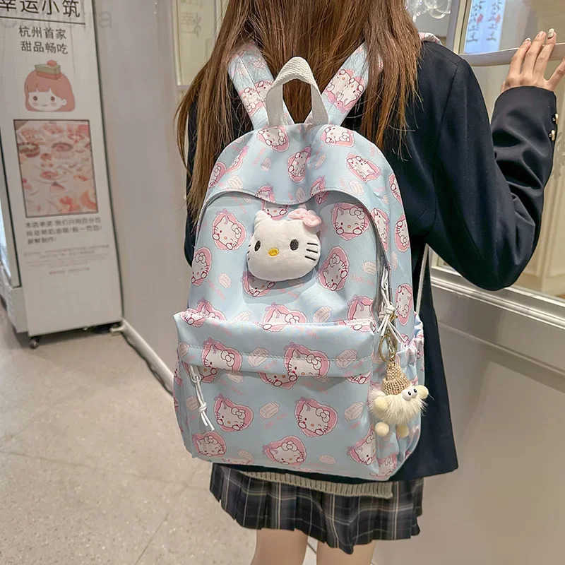 Sanrio Hello Kittys Backpack Sanrios New Cartoon Cute Leisure Large Capacity Student Bags for Woman Anime Figure Kawaii Cartoon H251216