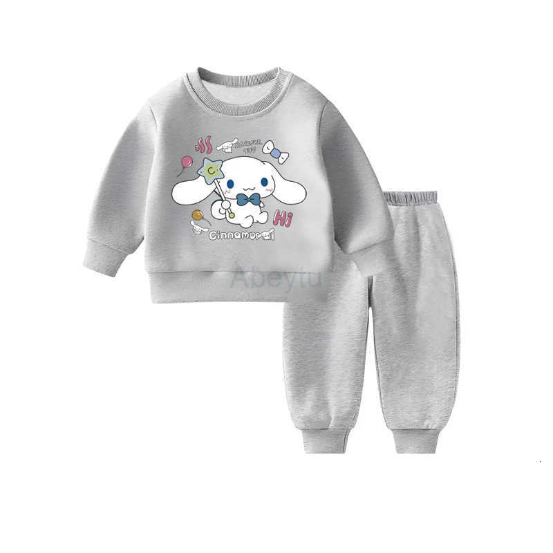 Sanrio Spring Autumn Childrens Casual Long Sleeve Sweatshirt Sets Boys Girls Pullover Pant 2pcs Suit Kids Sport Clothing Sets H251216