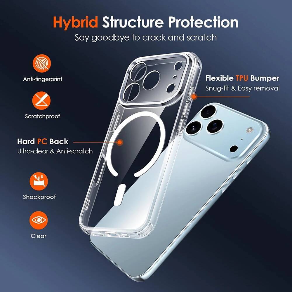 Magnetic Magsafe Wireless Charging Case iPhone Pro Max Hybrid Hard Cover For Apple 17 Air Soft Shell iPhone17 Capa