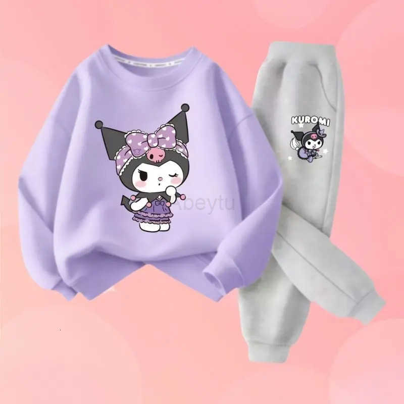 Sanrio Spring Baby Girls Fashion Cartoon Clothes Set Long Sleeve Sweatshirt and Pants 2 Pieces Set Casual Tops Bottom Outfit Set Wear H251216