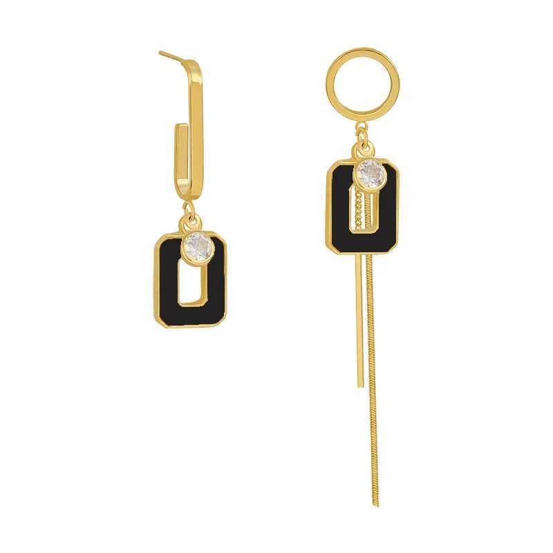 2024 New Design Asymmetric Geometric Black Square Pendant Metal Long Earrings Fashion Classic Jewelry for Party Womans Earring G251216