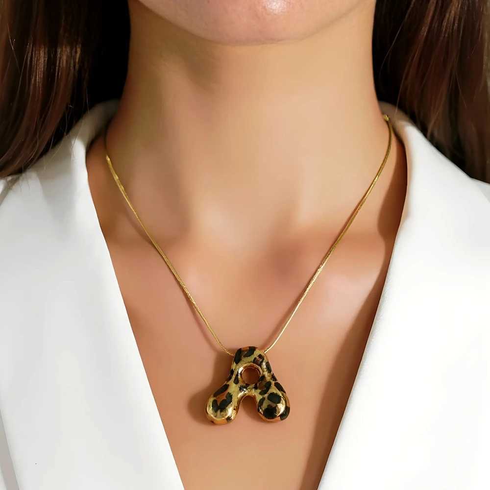 Hot Sale A- Z Chubby 26 English Letters Stainless Steel Pendant Necklace Gold Plated Snake Chain Necklace M251216