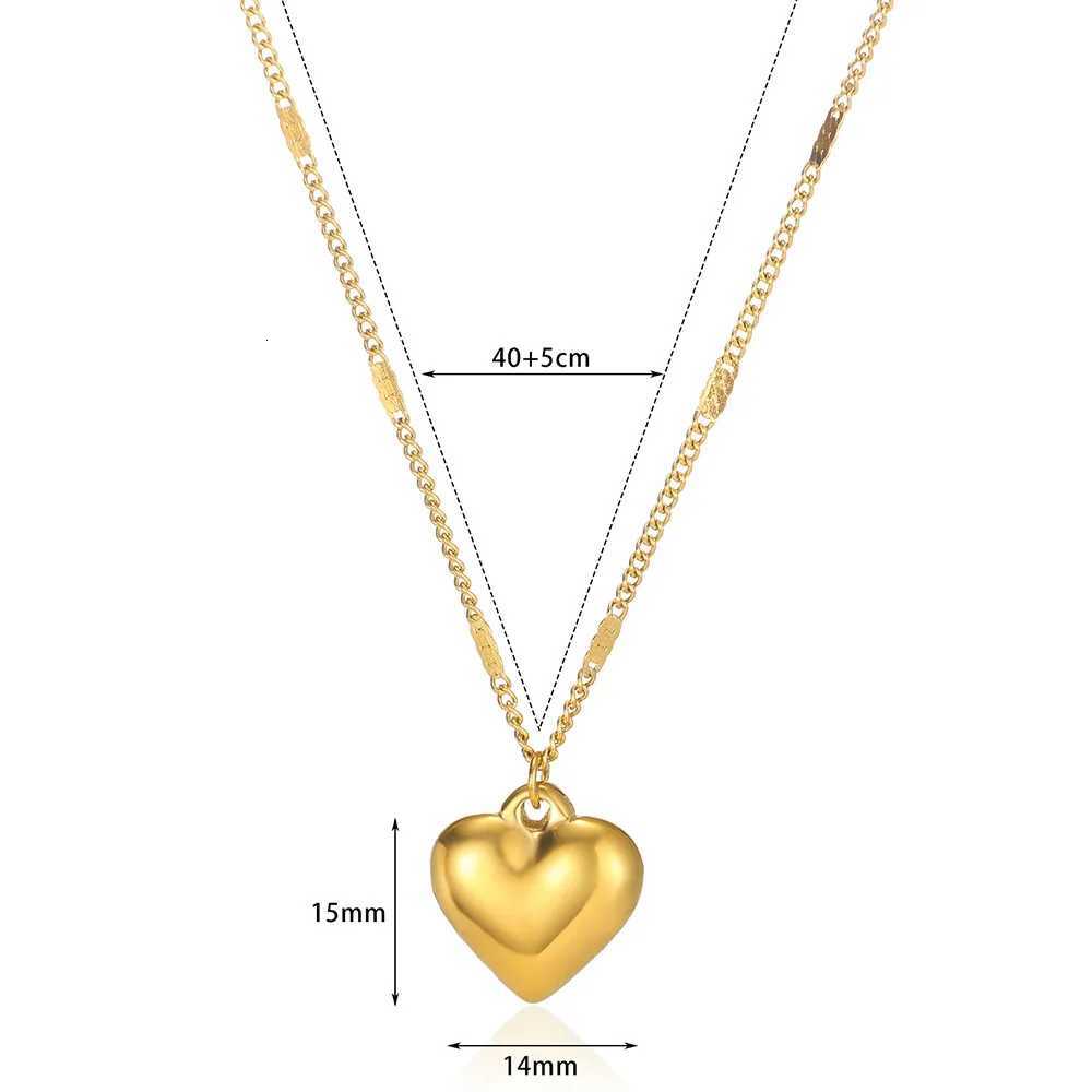 Stereoscopic StainlESS Steel Will Not Fade Small Peach Heart Golden Necklace for Women Heart Valentines Day Gift M251216