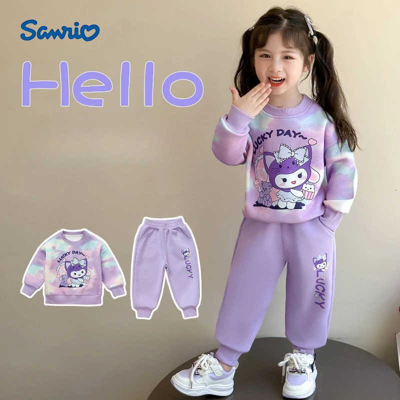 Sanrio Autumn Baby Girl Clothes Set Kid Cute Kunomi Printed Sweatshirts Pullover TopPants 2pcs Suit Children Sweet Tracksuits Outfits H251216
