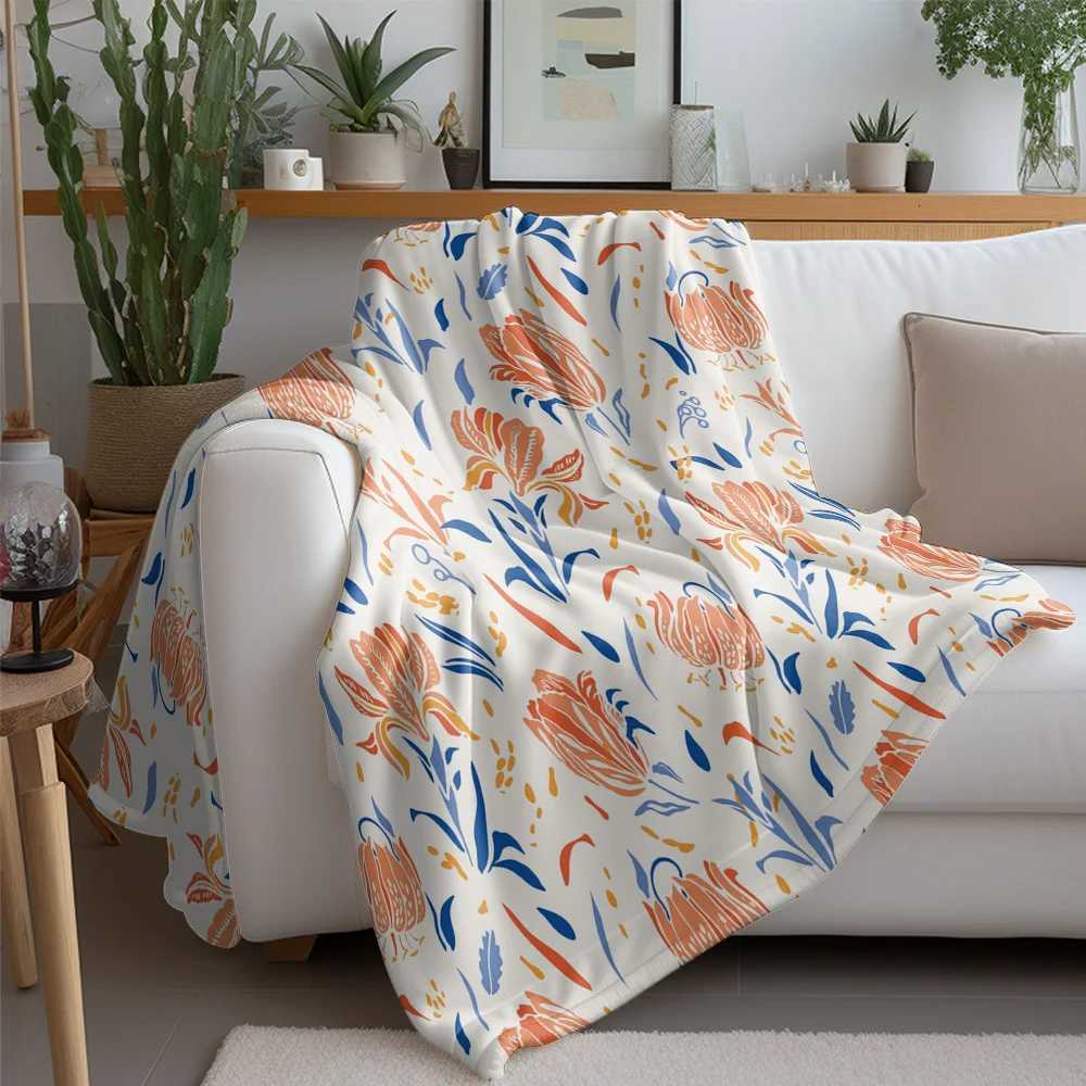 Soft Fleece Blanket Cute Floral Print Bedding Throw Blanket for Sofa Couch Decorative Throw Blanket Gift H251216 - view 3
