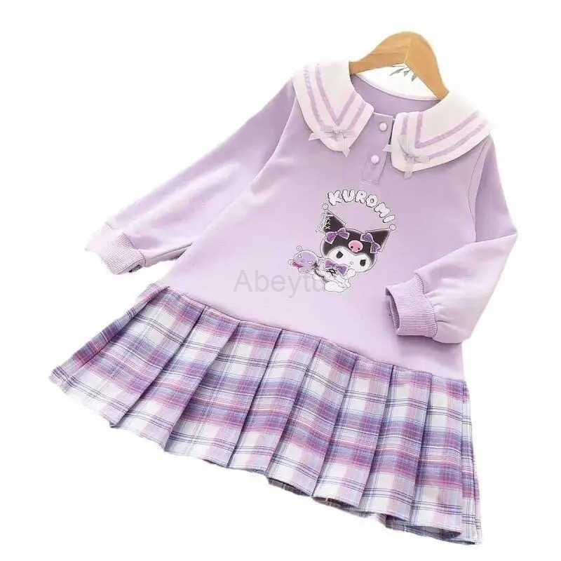 Sanrio Cartoon Fake Two Piece Sanitary Dress Kawaii Y2k Anime Childrens Clothing Hello Kitty Girls Autumn Padding Womens Girl H251216