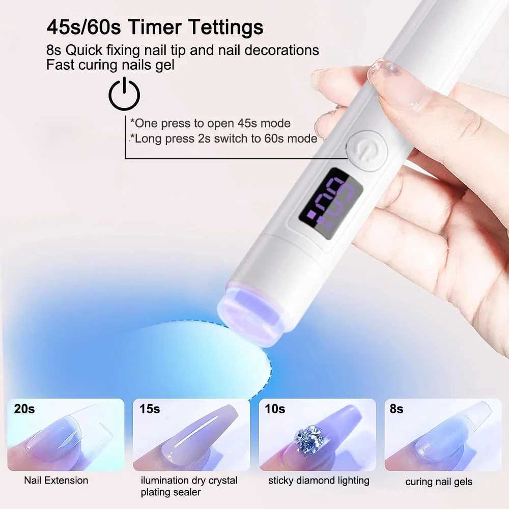 UV LED Nail Lamp Ultraviolet Nail Dryer Stand Lamp Professional Nail Drying Lamp for Manicure Nail Art Mini Portable Nail LightT251216